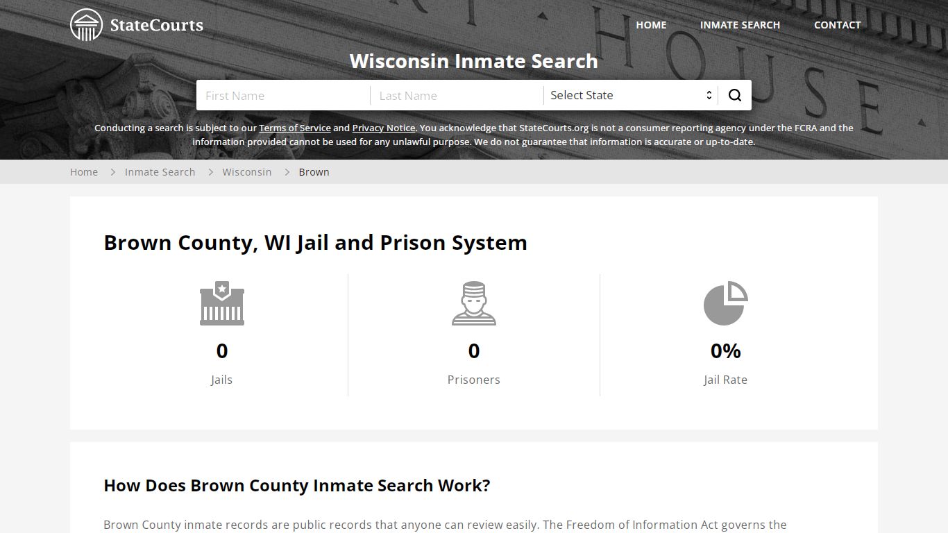 Brown County, WI Inmate Search - StateCourts