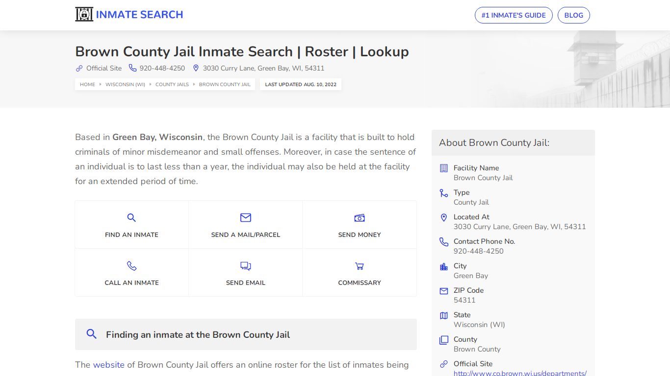 Brown County Jail Inmate Search | Roster | Lookup